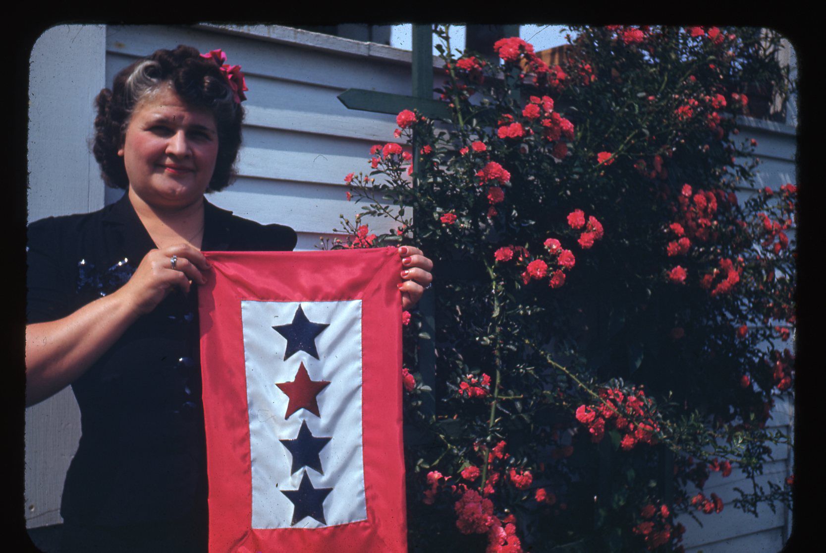Flag and flowers